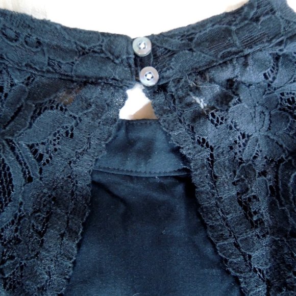 Hollister Black Lace Overlay High Neck Sleeveless Dress M - Picture 8 of 11